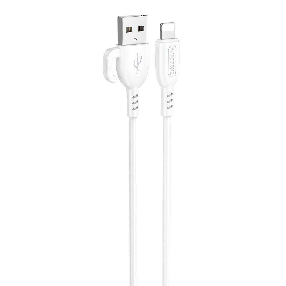 USB кабель BOROFONE BX91 Symbol Lightning 8-pin, 2.4А, 1м, PVC (белый)