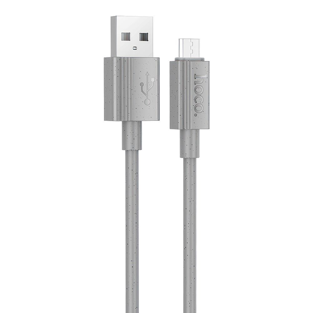 USB кабель HOCO X107 Favor MicroUSB, 2.4А, 1м, силикон (серый)
