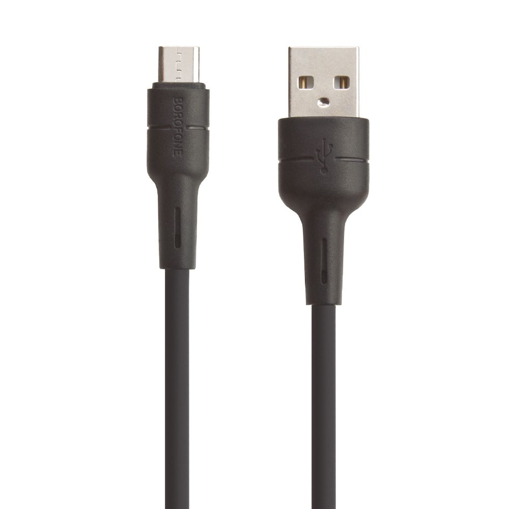 USB кабель BOROFONE BX30 Silicone MicroUSB, 2.4А, 1м, силикон (черный)