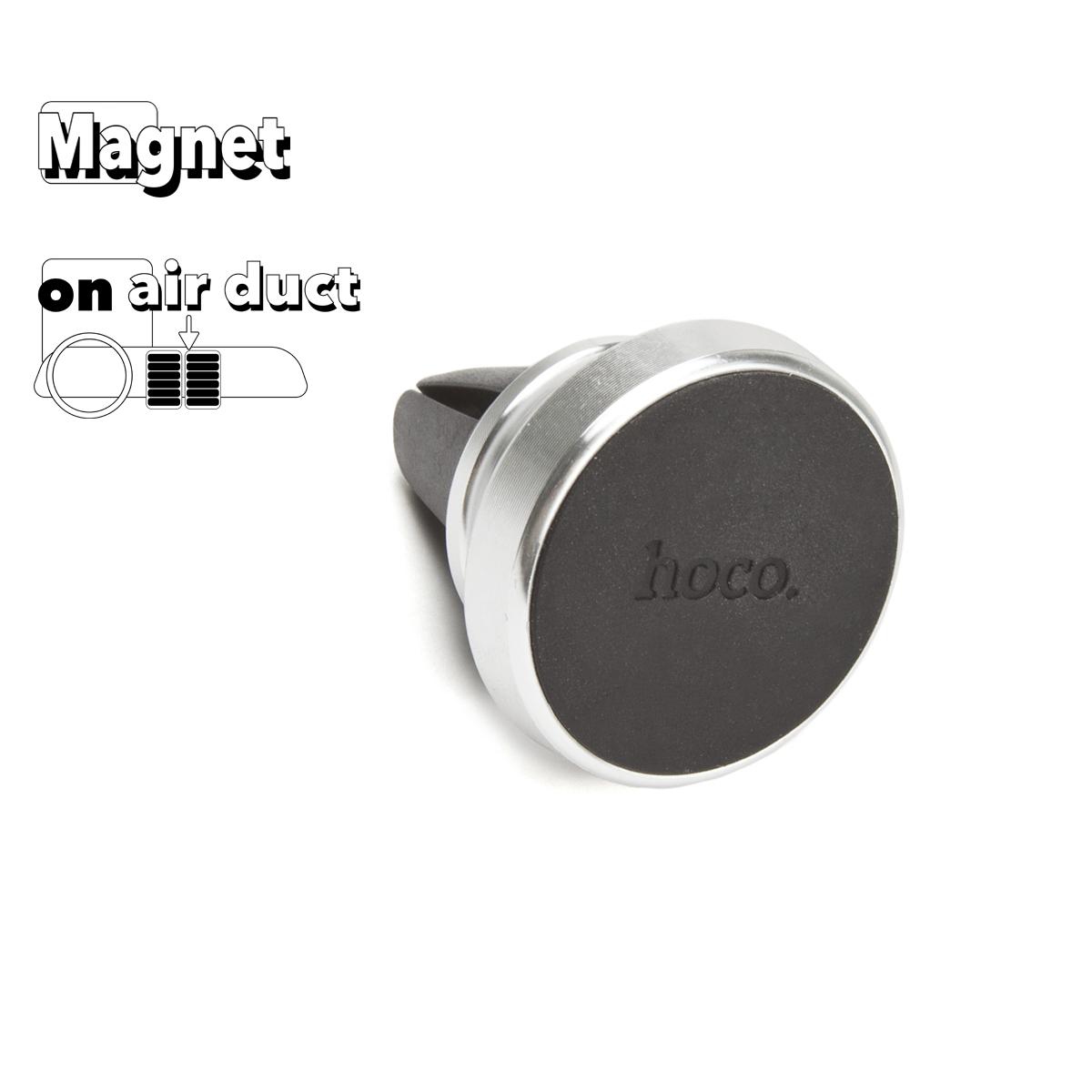 Держатель в авто HOCO CA47 Metal магнитный, в воздуховод (серебряный)