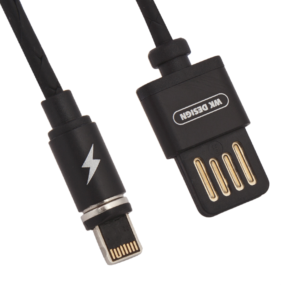 USB кабель WK WDC-046 Attraction Lightning 8-pin, магнитный, 1м, TPE (черный)