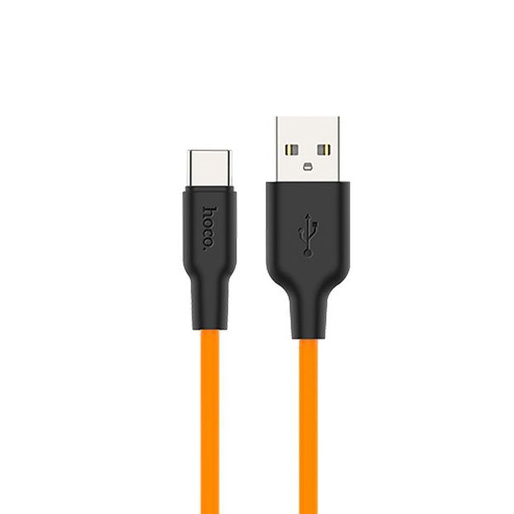 USB кабель HOCO X21 Plus Silicone Type-C, 3А, 1м, силикон (оранжевый/черный)