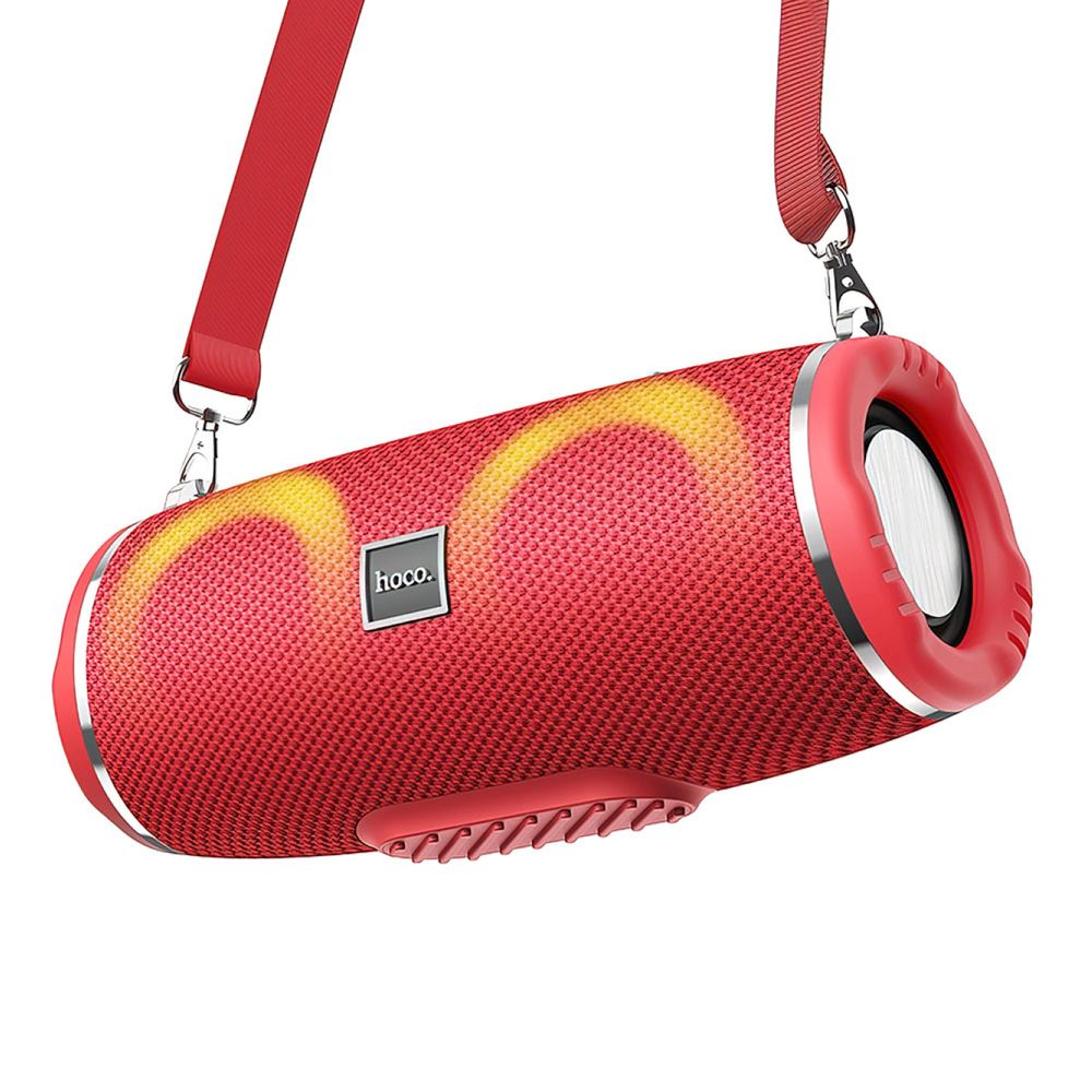 Bluetooth колонка HOCO HC12 Sports BT5.0, 2x5W, AUX/FM/microSD/MicroUSB/USB, RGB, громкость +/- (красный)