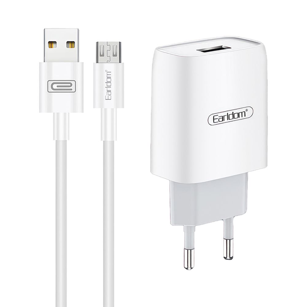 СЗУ Earldom ES-197M 1xUSB, 2.1А + кабель MicroUSB, 1м (белый)
