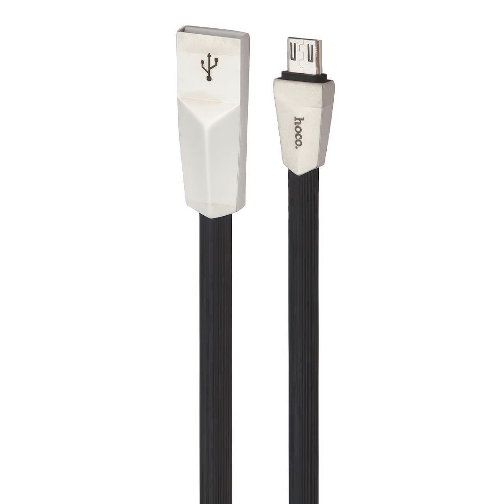 USB кабель HOCO X4 Zinc Alloy Rhombus MicroUSB, 2.4А, 1.2м, TPE (черный)