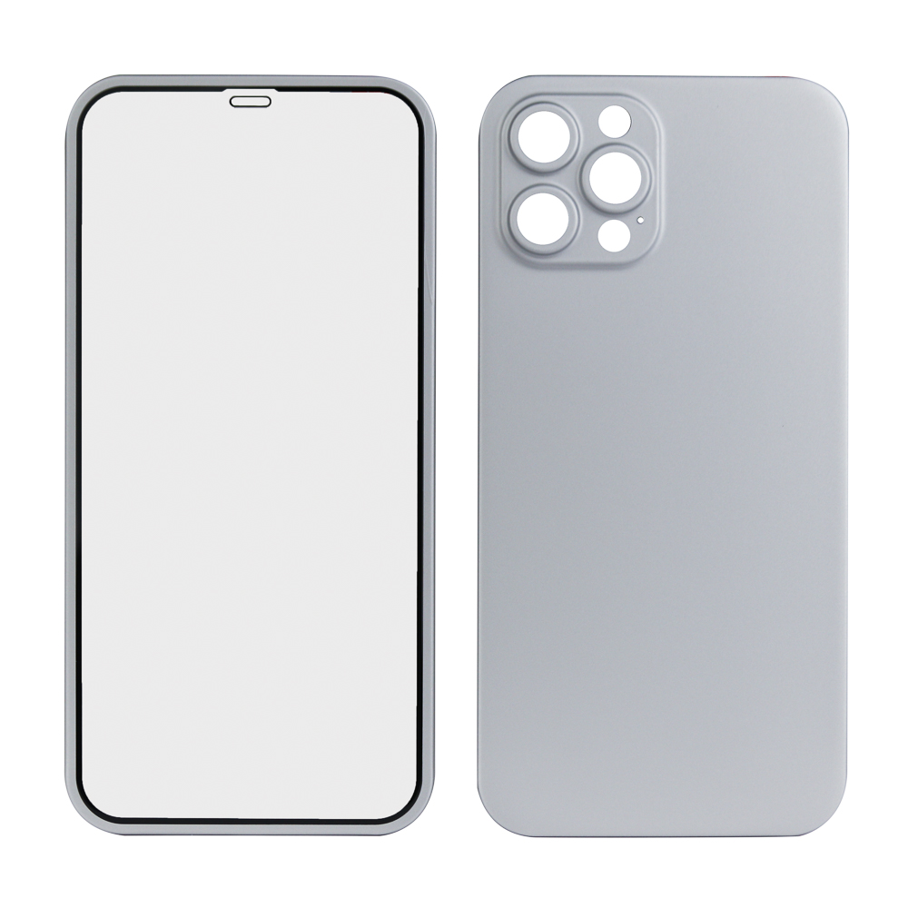 Защита 360° стекло + чехол для iPhone 12 Pro Max (серебро)