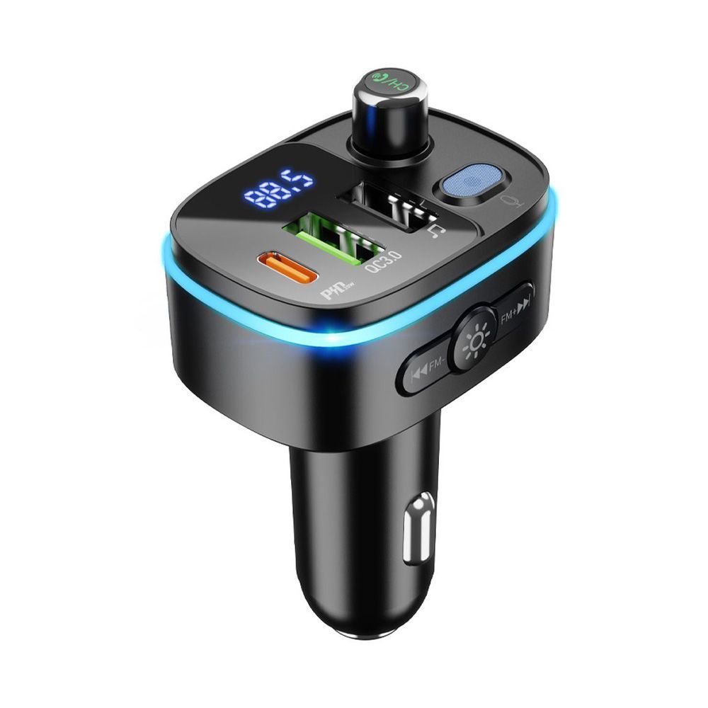 АЗУ HOCO E62 Fast 1xUSB, 1xUSB-C, 3А, PD20W, QC3.0, BT5.0, USB flash, FM, LED дисплей (черный)