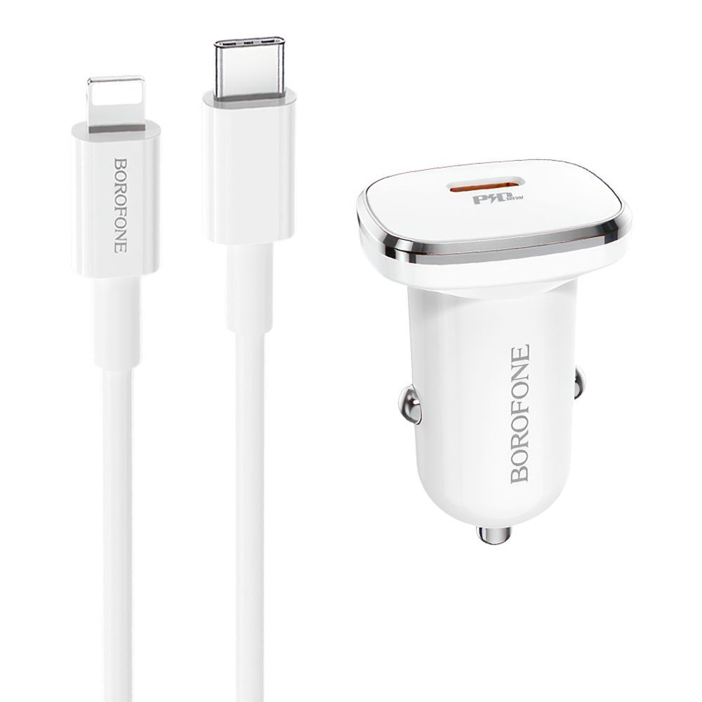 АЗУ BOROFONE BZ12B Lasting Power 1xUSB-C, 3А, PD18W, QC3.0 + USB-C кабель Lightning 8-pin, 1м (белый)