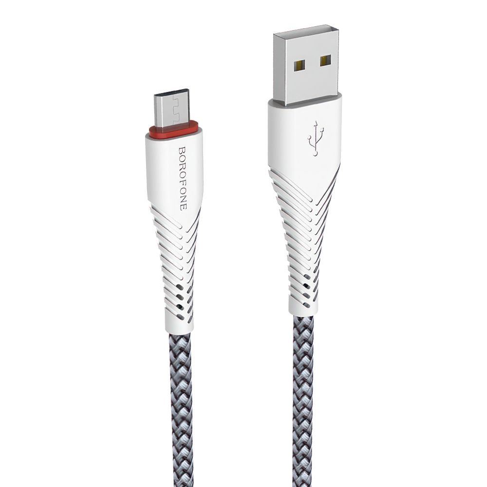 USB кабель BOROFONE BX25 Powerful MicroUSB, 2.4А, 1м, нейлон (белый)