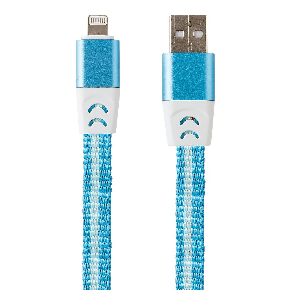 USB кабель "LP" для Lightning 8-pin Тянучка 0.75-1.2м. (голубой/блистер)