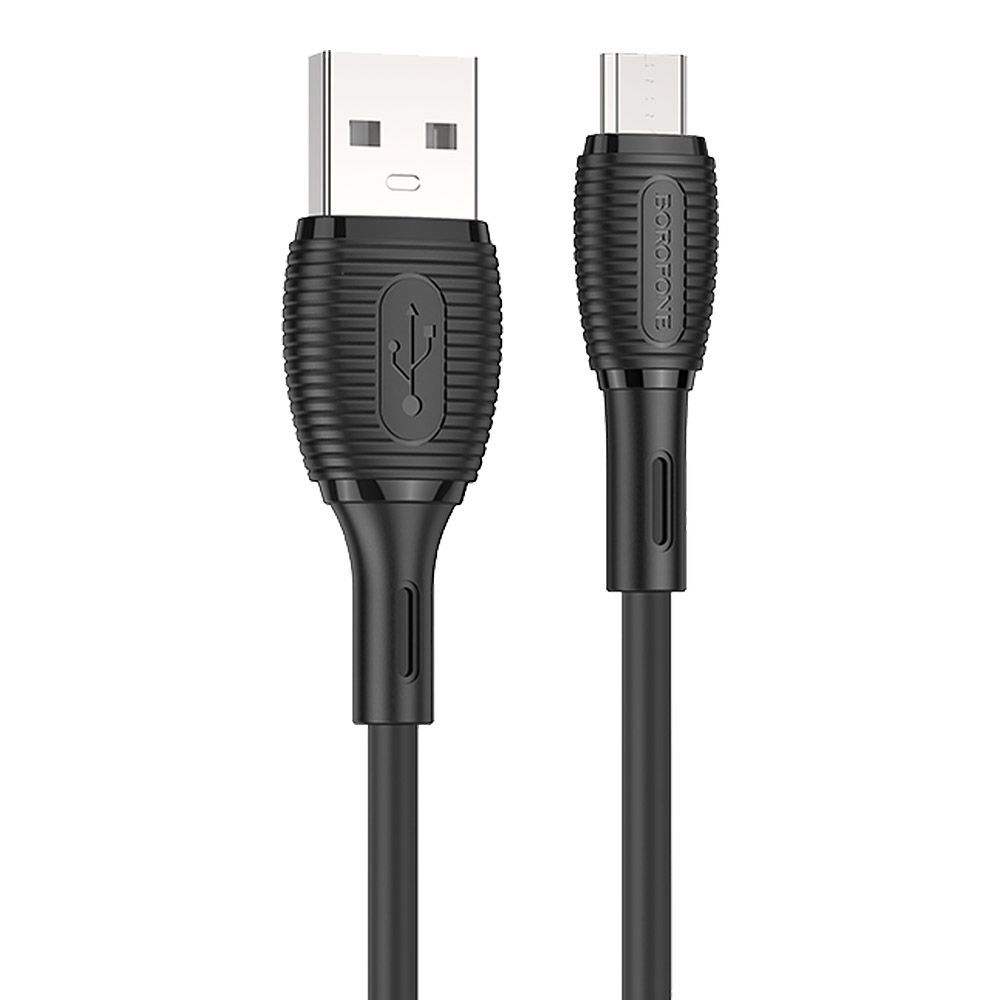 USB кабель BOROFONE BX86 Advantage MicroUSB, 2.4А, 1м, силикон (черный)