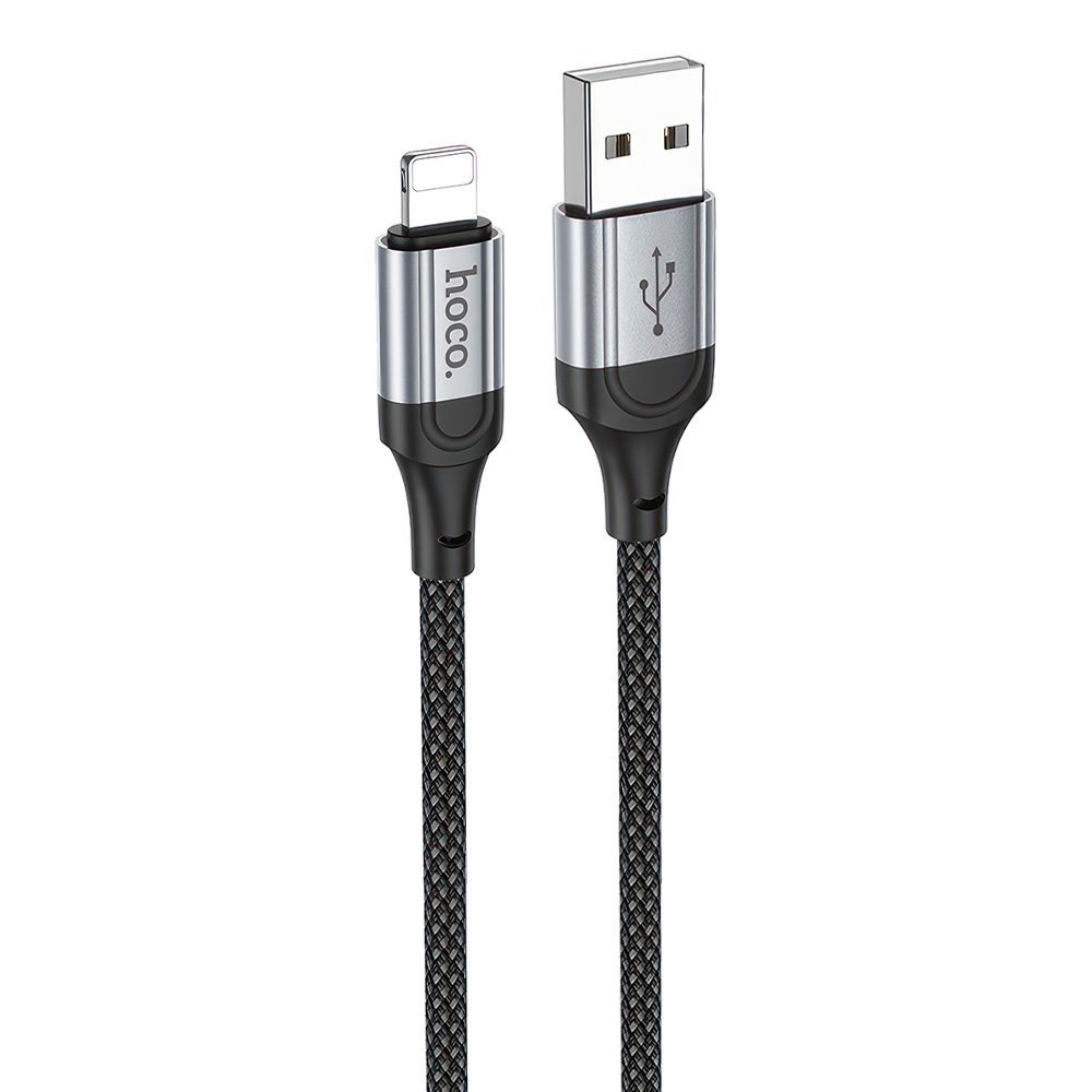 USB кабель HOCO X102 Fresh Lightning 8-pin, 2.4А, 1м, нейлон (черный)