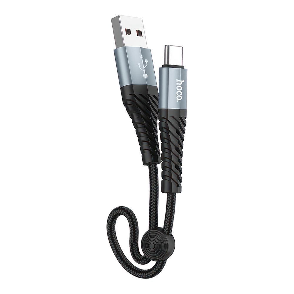 USB кабель HOCO X38 Cool Type-C, 3А, 0.25м, нейлон (черный) мятая упаковка