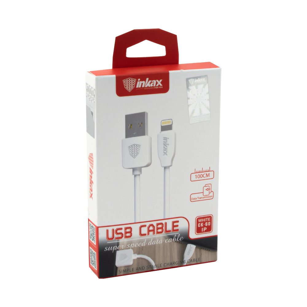 USB кабель inkax CK-60 Lightning 8-pin, 1м, TPE (белый)