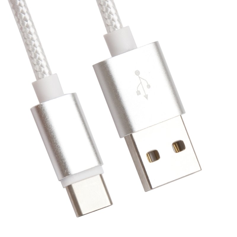 USB Дата-кабель USB - USB Type-C оплетка в катушке 1 метр (белый)