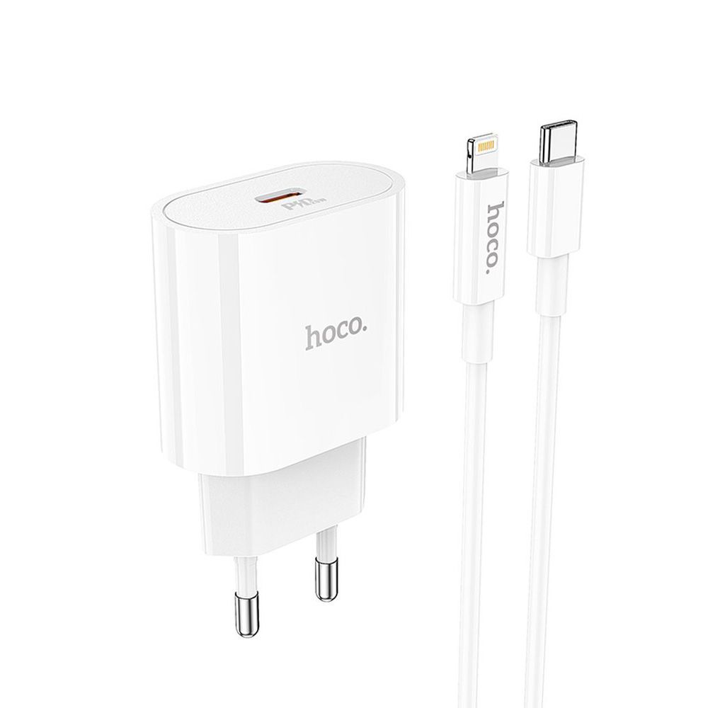 СЗУ HOCO C94A Metro 1xUSB-C, 3А, PD20W + USB-C кабель Lightning 8-pin, 1м (белый)