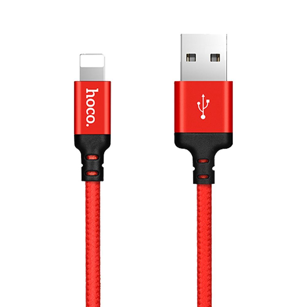 USB кабель HOCO X14 Times Speed Lightning 8-pin, 2м, нейлон (красный/черный)