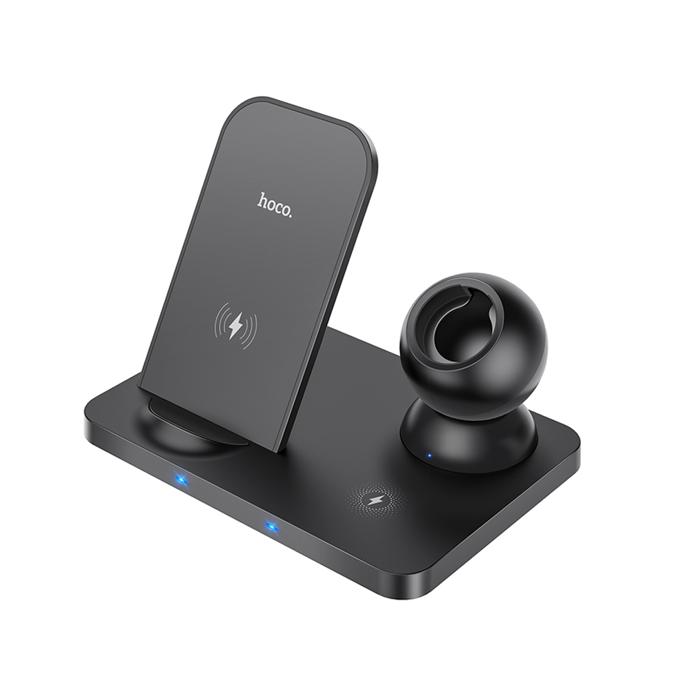 Беспроводное ЗУ HOCO CW33 для смартфона, iWatch и TWS, 15W, 3в1 (черный)