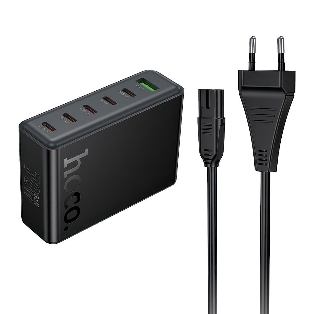 СЗУ HOCO C152A Modern 1xUSB, 5xUSB-C, 3А, QC3.0, PD70W, 6в1, GaN (черный)
