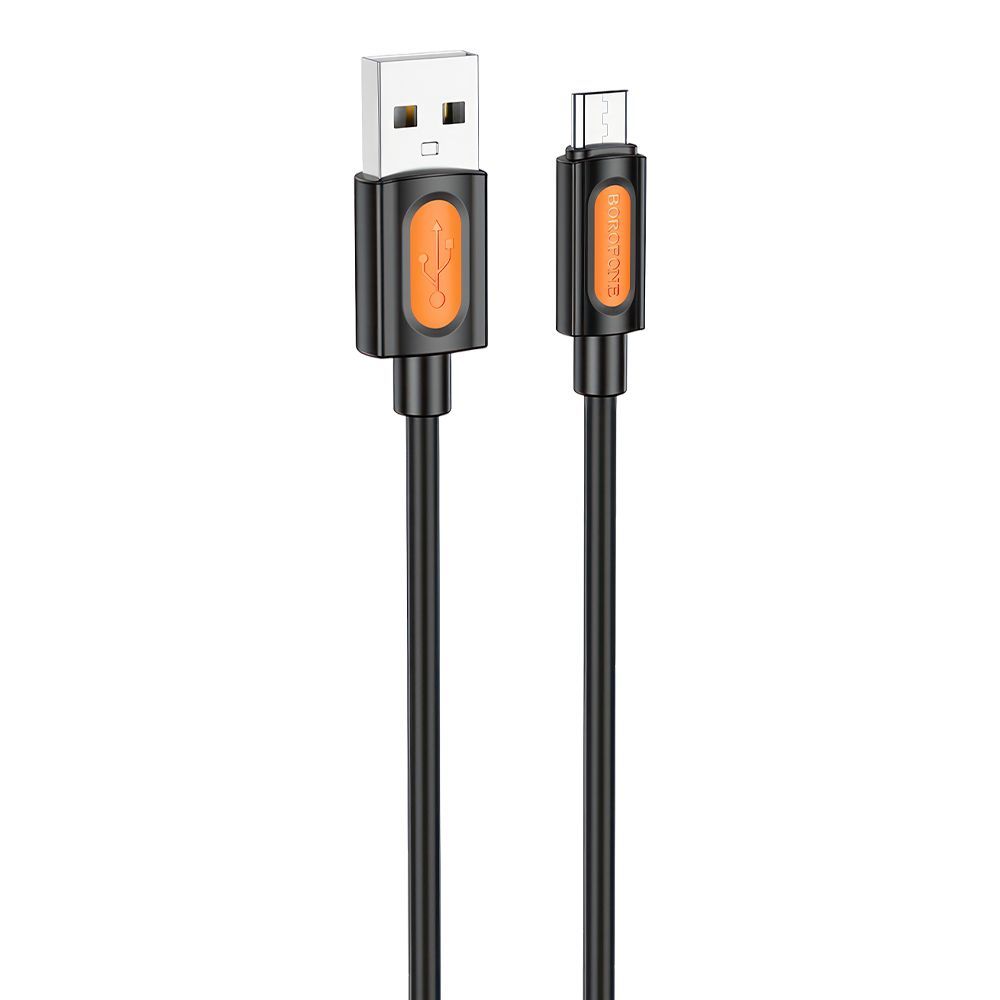 USB кабель BOROFONE BX114 Structure MicroUSB, 2.4А, 1м, силикон (черный)