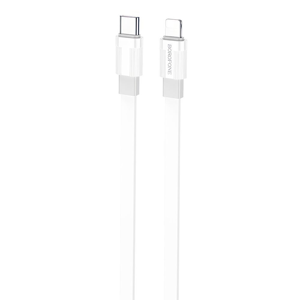 USB-C кабель BOROFONE BX89 Union Lightning 8-pin, 3А, PD20W, 1м, PVC (белый/серый)