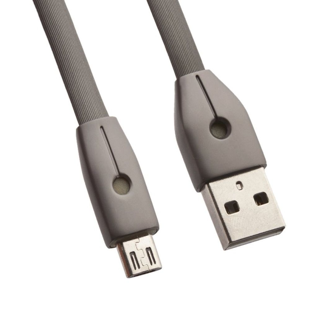 USB кабель REMAX RC-043m Knight MicroUSB, 2.4А, LED, 1м, TPE (черный)