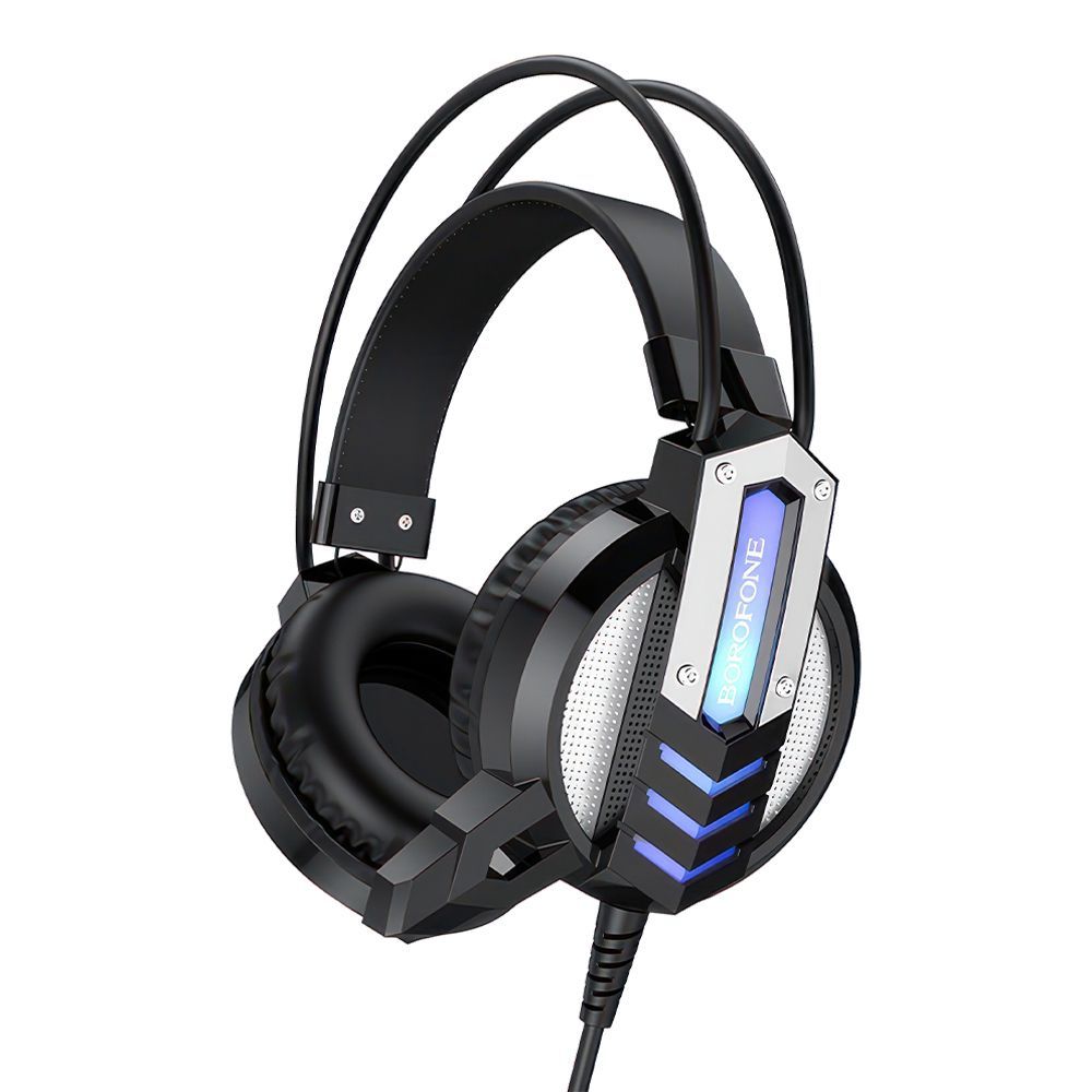 Гарнитура игровая BOROFONE BO100 Fun 2x3.5мм, USB, накладная, LED, 2.4м (черный)