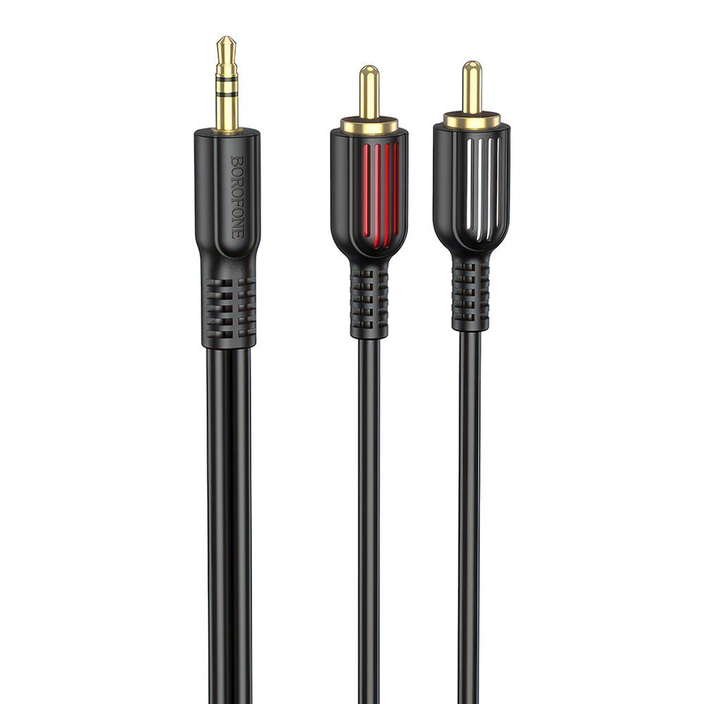 Аудиокабель BOROFONE BL11 3.5мм - 2RCA, 1.5м, PVC (черный)