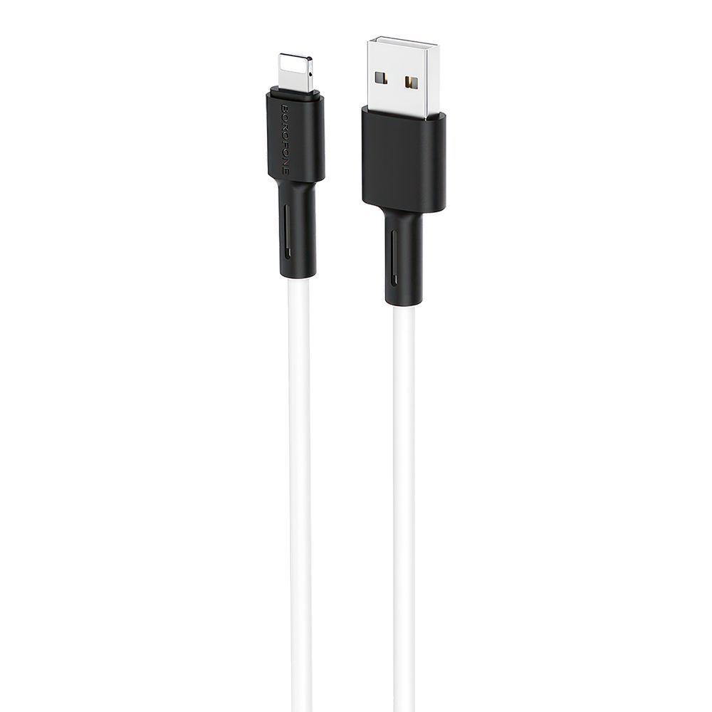 USB кабель BOROFONE BX31 Soft Silicone Lightning 8-pin, 2.4А, 1м, силикон (белый/черный)