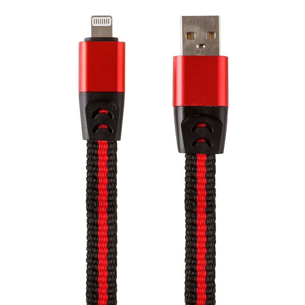 USB кабель "LP" для Lightning 8-pin Тянучка 0.75-1.2м. (черный/блистер)
