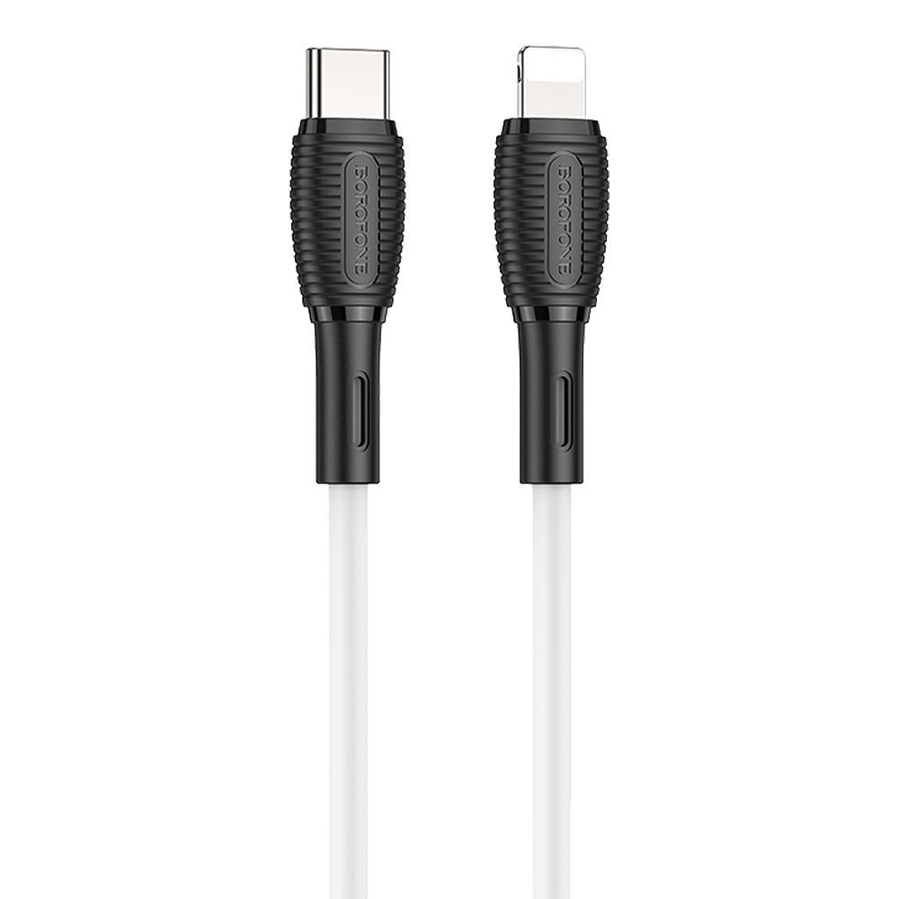 USB-C кабель BOROFONE BX86 Advantage Lightning 8-pin, 3А, PD20W, 1м, силикон (белый)