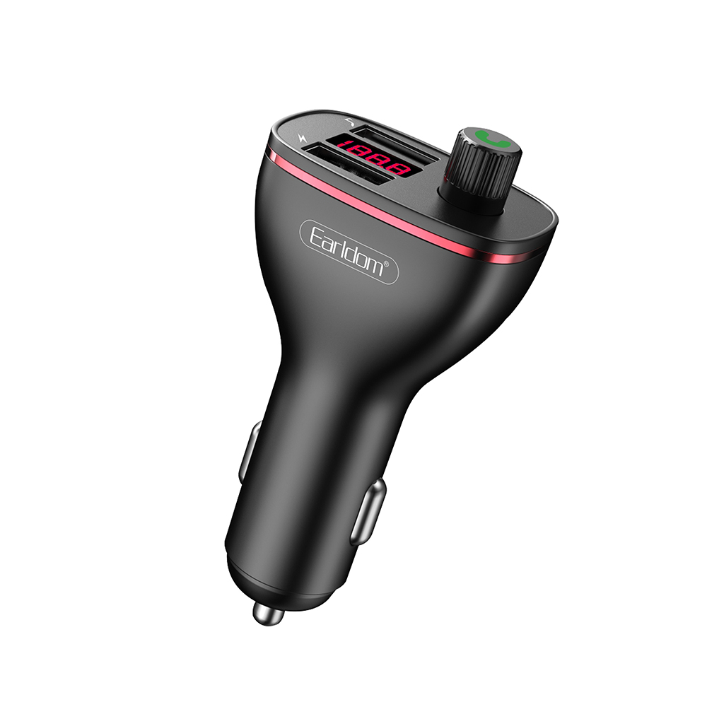 АЗУ Earldom ET-M58 2xUSB, 2A, BT 5.1, LED дисплей, микрофон, USB flash, FM (черный)