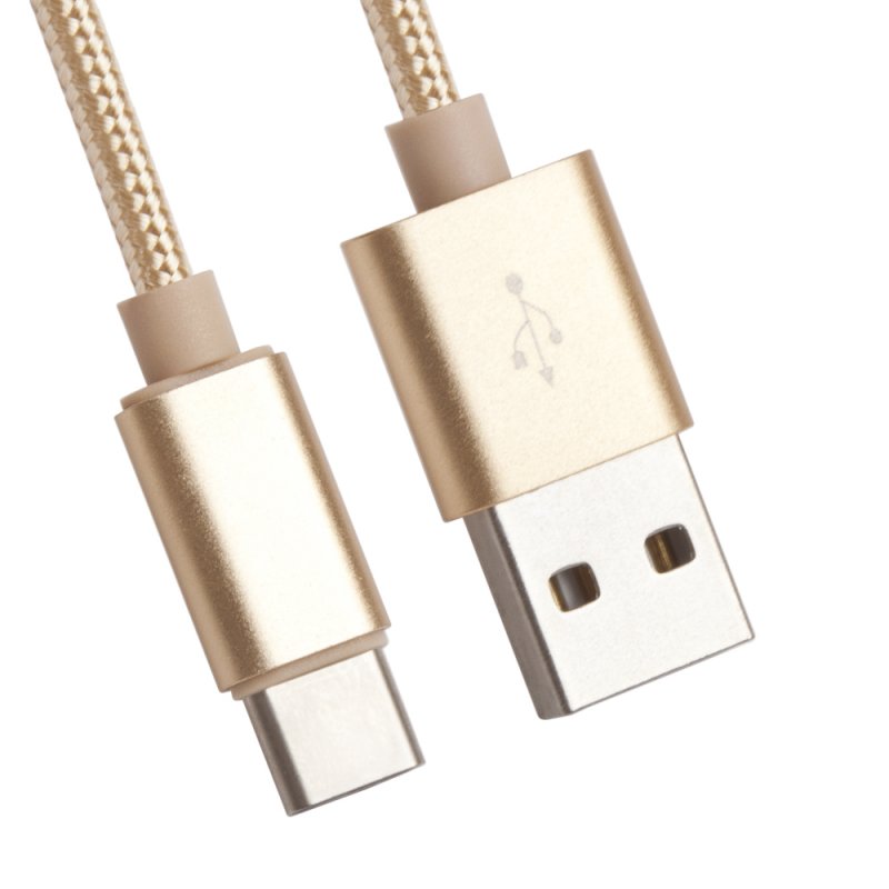USB Дата-кабель USB - USB Type-C оплетка в катушке 1 метр (золотой)