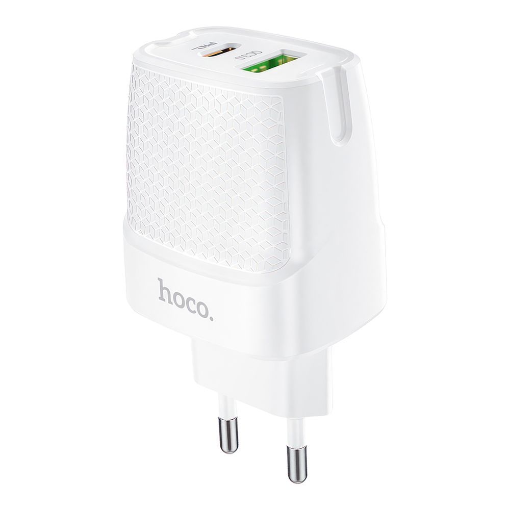 СЗУ HOCO C85A Bright 1xUSB, 1xUSB-C, 3А, PD20W, QC3.0 (белый)