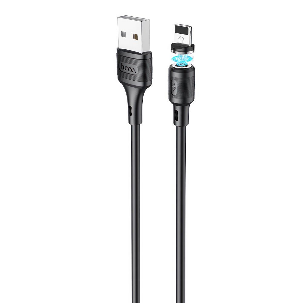 USB кабель HOCO X52 Sereno Lightning 8-pin, 2.4А, магнитный, 1м, PVC (черный)