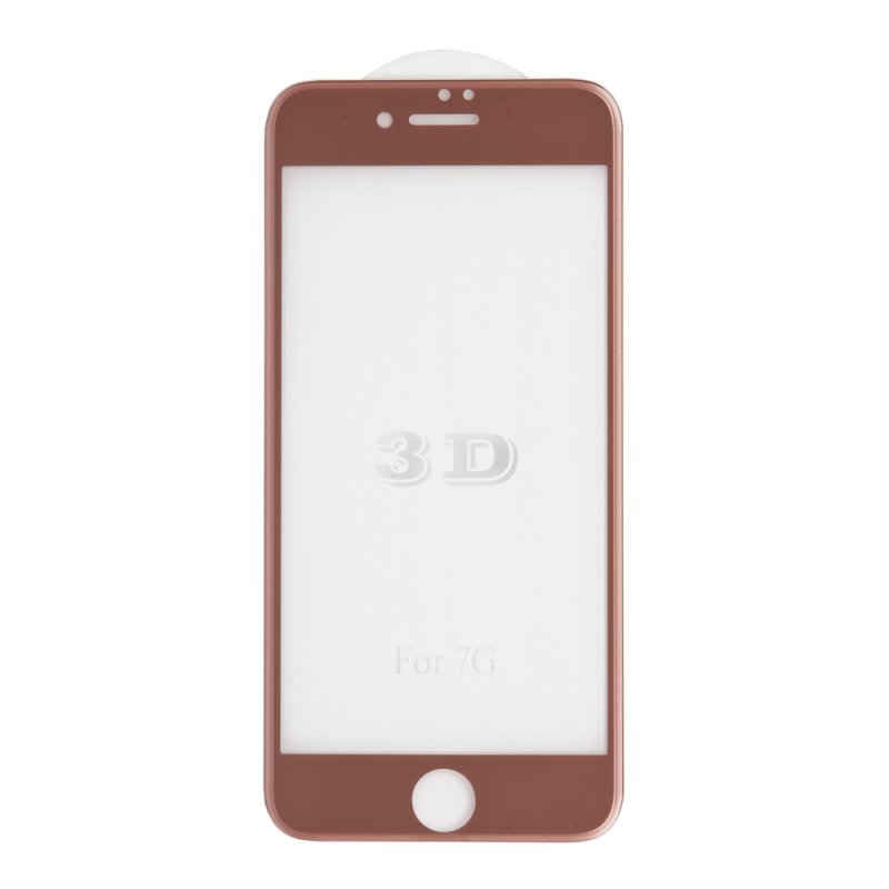Защитное стекло "LP" для iPhone SE 2/8/7 Tempered Glass 3D с рамкой 0,33 мм, 9H (ударопрочное/розовое)