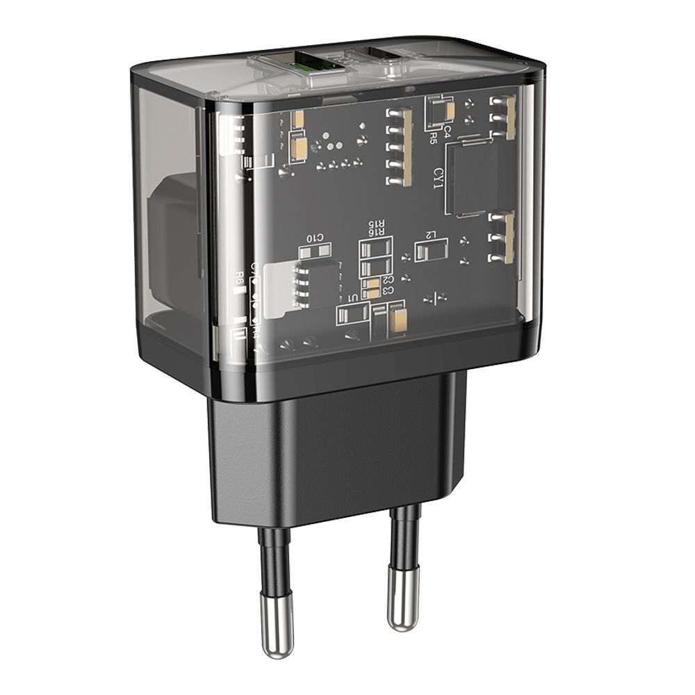 СЗУ HOCO N34 Dazzling 1xUSB, 1xUSB-C, 3А, PD20W, QC3.0 (черный)