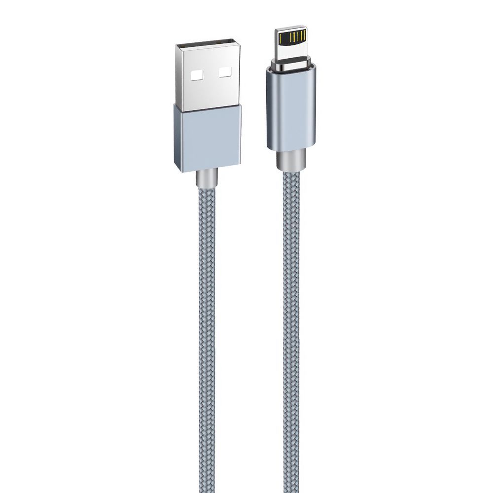 USB кабель HOCO U40A Magnetic Adsorption Lightning 8-pin, магнитный, 1м, нейлон (серый)