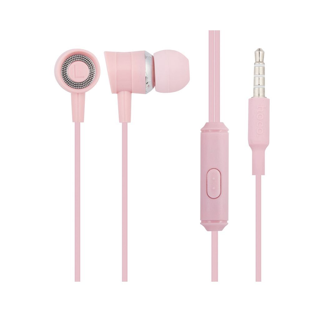 Гарнитура HOCO M37 Pleasant Sound 3.5мм, внутриканальная, 1.2м (розовый)
