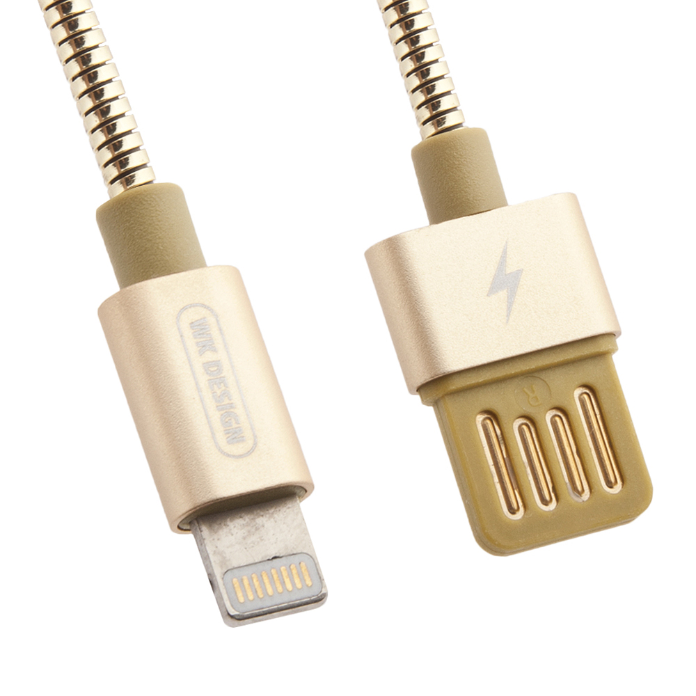 USB кабель WK WDC-039 Alloy Lightning 8-pin, 1м, металл (золотой)
