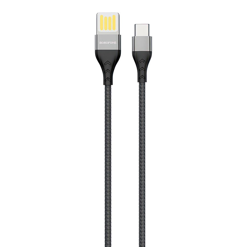 USB кабель BOROFONE BU11 Tasteful Type-C, 3А, 1.2м, нейлон (черный/серый)