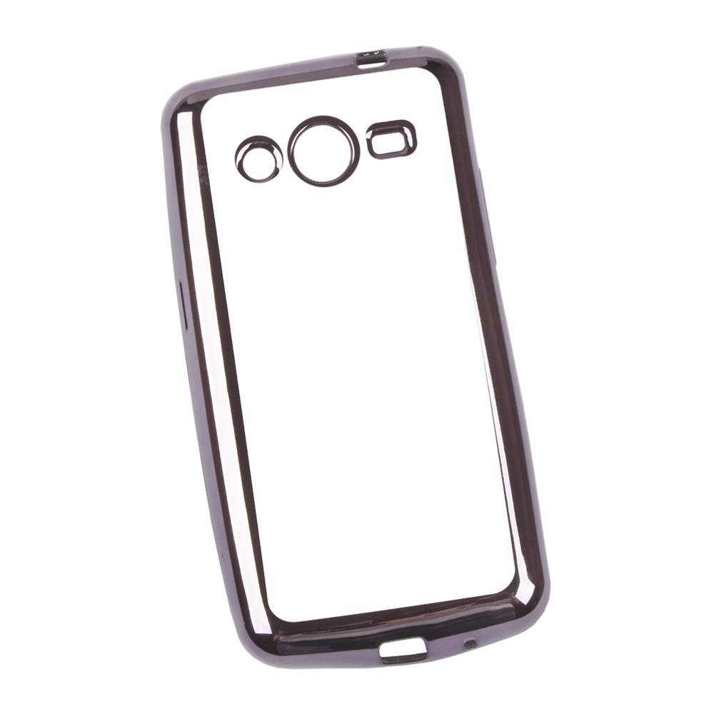 Силиконовый чехол "LP" для Samsung Galaxy Core 2 TPU (прозрачный с черной хром рамкой) европакет
