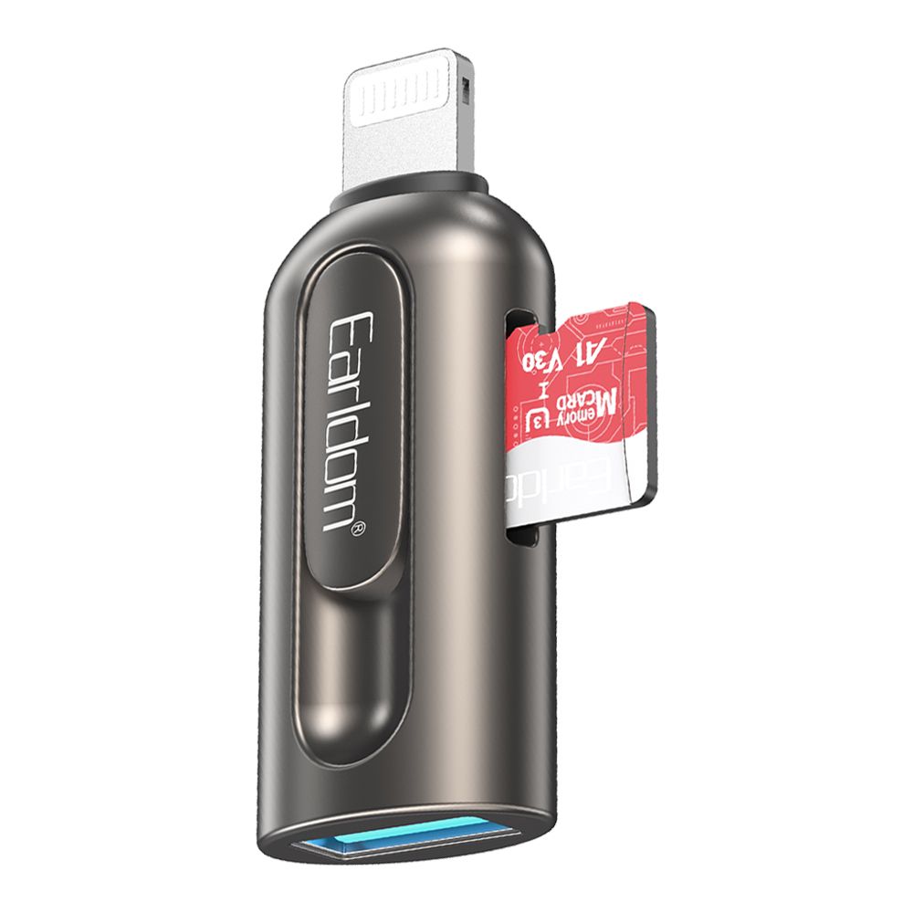 Картридер Earldom ET-OT103 Lightning 8-pin на USB\MicroSD (черный)