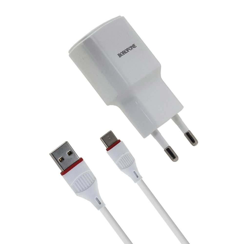 СЗУ BOROFONE BA48A Orion 1xUSB, 2.1А + кабель Lightning 8-pin, 1м (белый)
