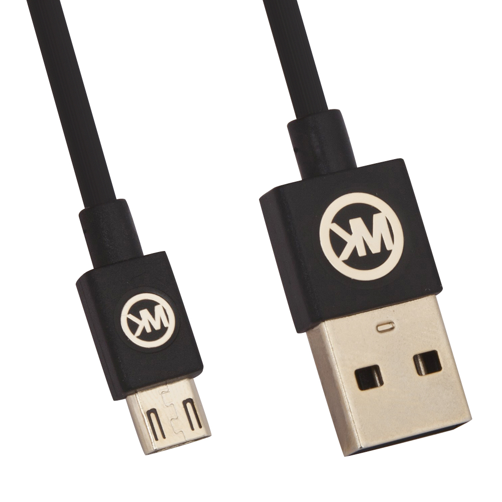 USB кабель WK WDC-052 Worm MicroUSB, 1м, силикон (черный)