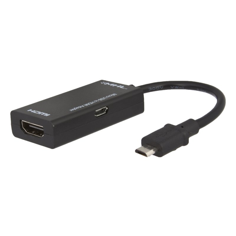 HDMI адаптер MicroUSB на HDMI, MicroUSB для питания, 0.12м (черный/европакет)