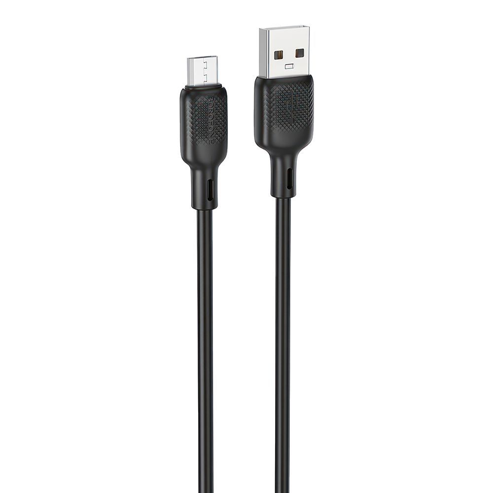 USB кабель BOROFONE BX113 Lenny MicroUSB, 2.4А, 3м, силикон (черный)