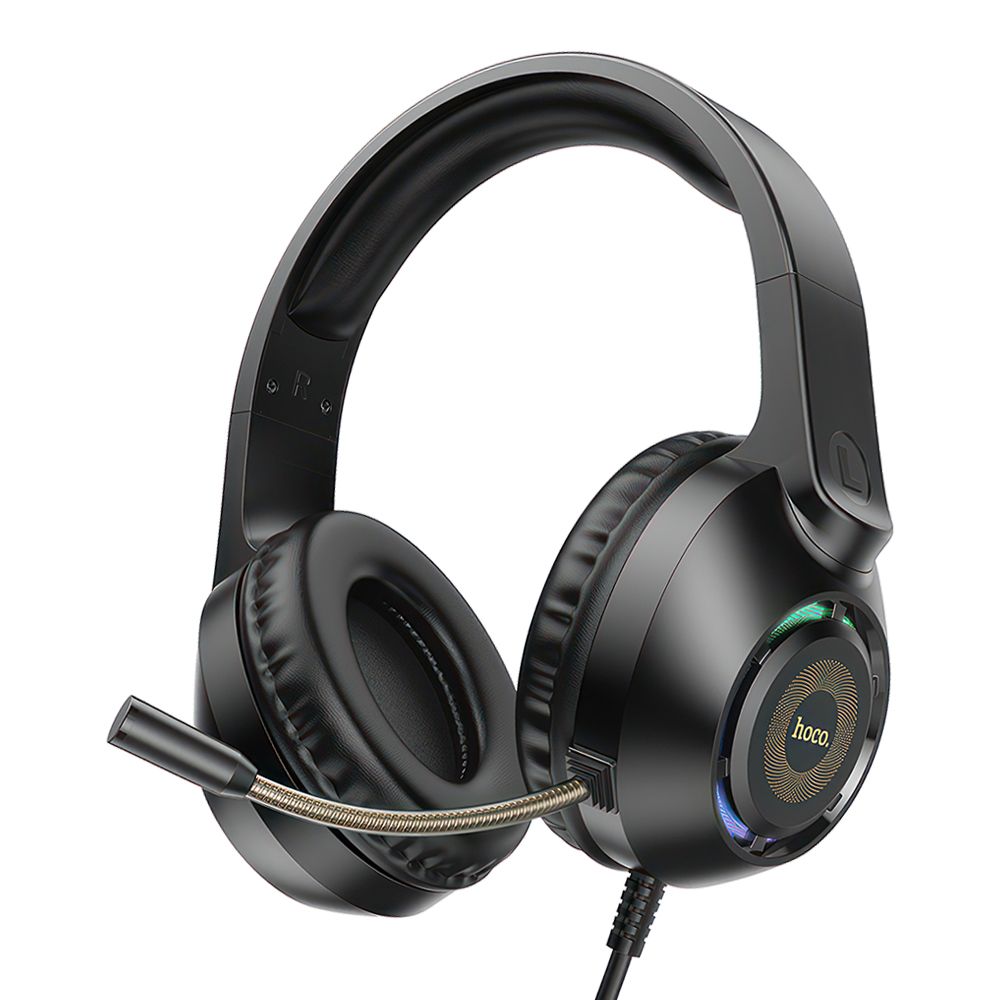 Гарнитура игровая HOCO W108 Sue 3.5мм, USB, накладная, громкость +/-, +адаптер 2х3.5мм, 2м (черный)