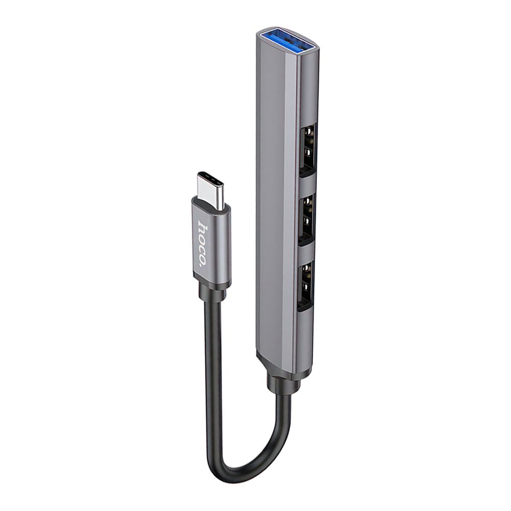 USB-C Хаб HOCO HB26 4 in 1 3хUSB 2.0 + 1xUSB 3.0 (серый)