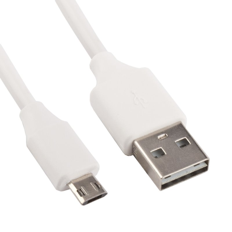USB кабель "LP" Micro USB двусторонние разъемы USB-Micro USB (1 метр) (белый/коробка)
